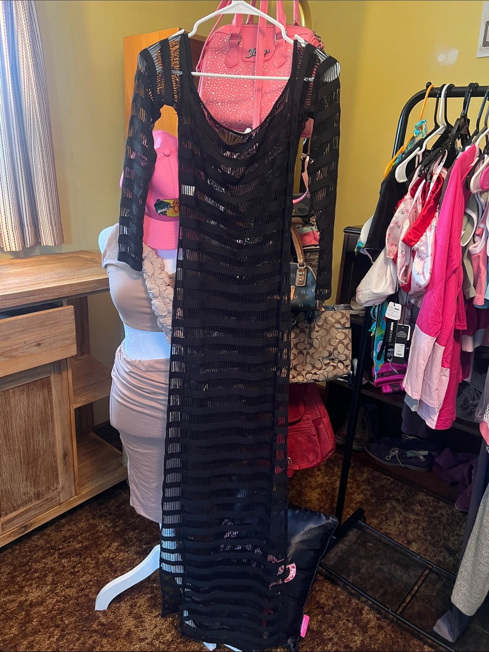 Black Sheer  Long Dress or cover up